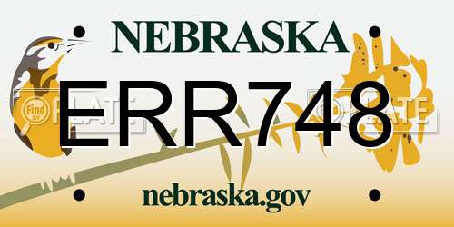 ERR748 Nebraska License Plate