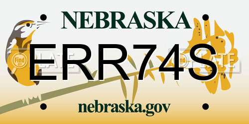 ERR74S Nebraska License Plate