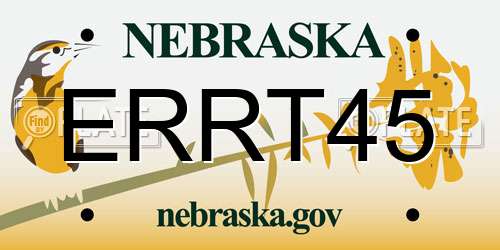 ERRT45 Nebraska License Plate