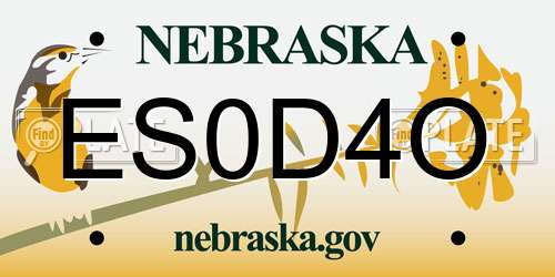 ES0D4O Nebraska License Plate