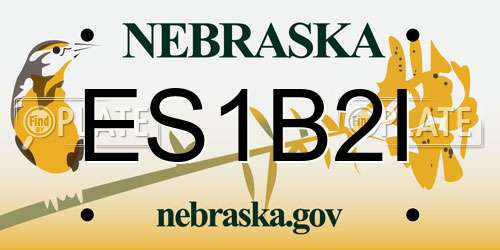 ES1B2I Nebraska License Plate