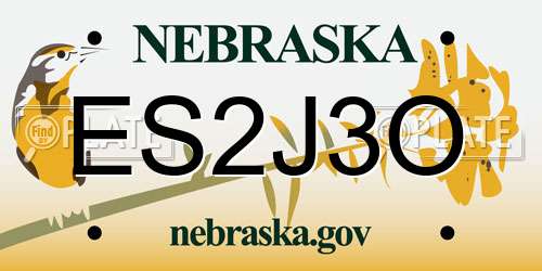 ES2J3O Nebraska License Plate