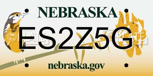 ES2Z5G Nebraska License Plate