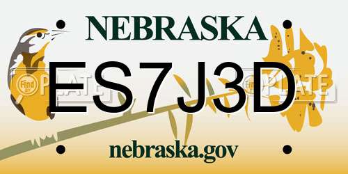 ES7J3D Nebraska License Plate