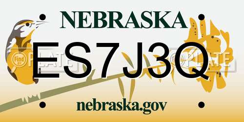 ES7J3Q Nebraska License Plate