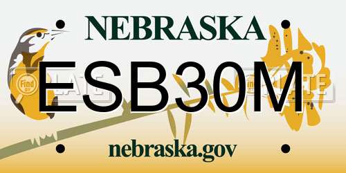 ESB30M Nebraska License Plate