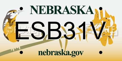 ESB31V Nebraska License Plate