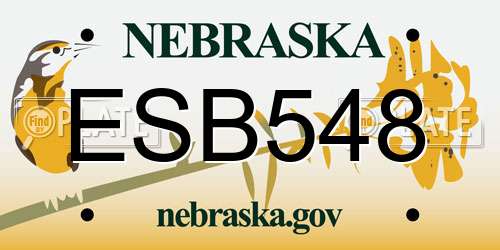 ESB548 Nebraska License Plate