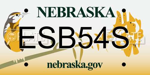 ESB54S Nebraska License Plate