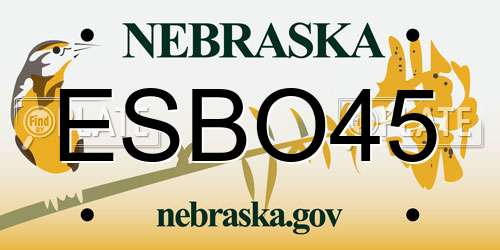 ESBO45 Nebraska License Plate