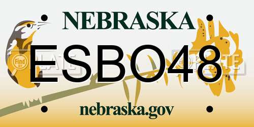ESBO48 Nebraska License Plate