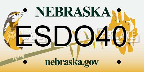 ESDO40 Nebraska License Plate
