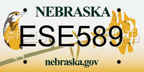 ESE589 Nebraska License Plate