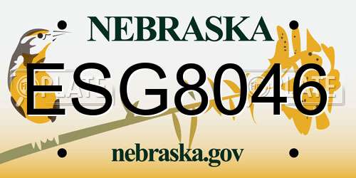 ESG8046 Nebraska License Plate