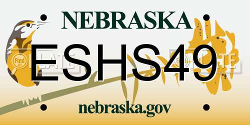 ESHS49 Nebraska License Plate