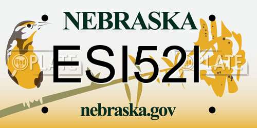 ESI52I Nebraska License Plate