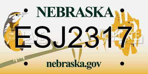 ESJ2317 Nebraska License Plate