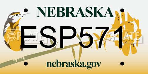 ESP571 Nebraska License Plate