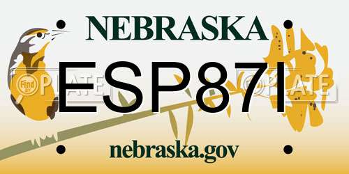 ESP87I Nebraska License Plate