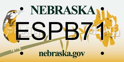 ESPB71 Nebraska License Plate
