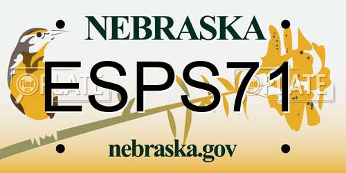 ESPS71 Nebraska License Plate