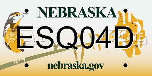 ESQ04D Nebraska License Plate