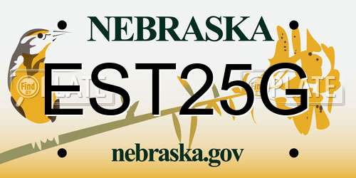 EST25G Nebraska License Plate