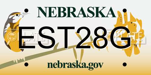 EST28G Nebraska License Plate