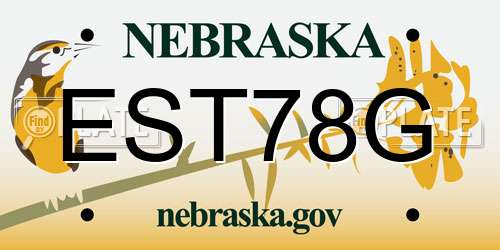 EST78G Nebraska License Plate