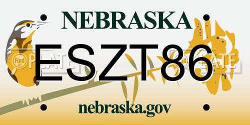 ESZT86 Nebraska License Plate