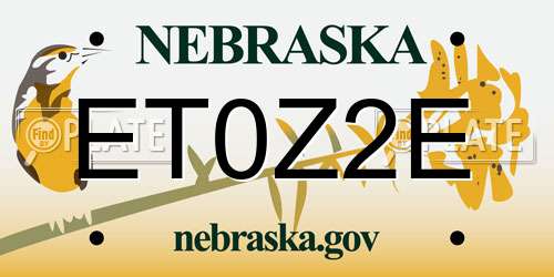 ET0Z2E Nebraska License Plate