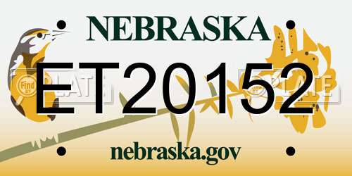 ET20152 Nebraska License Plate