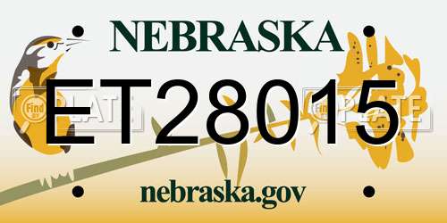 ET28015 Nebraska License Plate