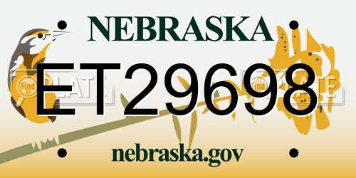 ET29698 Nebraska License Plate