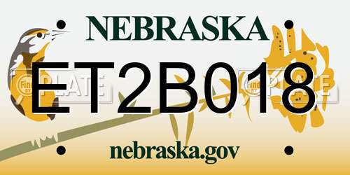 ET2B018 Nebraska License Plate