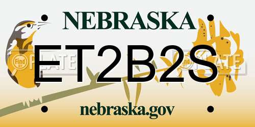 ET2B2S Nebraska License Plate