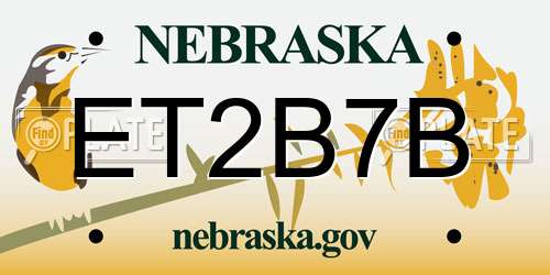 ET2B7B Nebraska License Plate