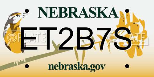 ET2B7S Nebraska License Plate