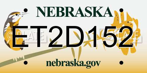 ET2D152 Nebraska License Plate