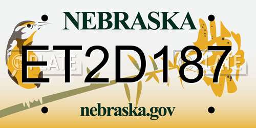 ET2D187 Nebraska License Plate