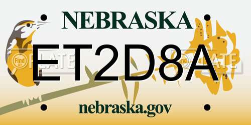 ET2D8A Nebraska License Plate
