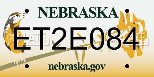 ET2E084 Nebraska License Plate