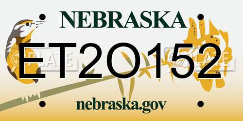 ET2O152 Nebraska License Plate