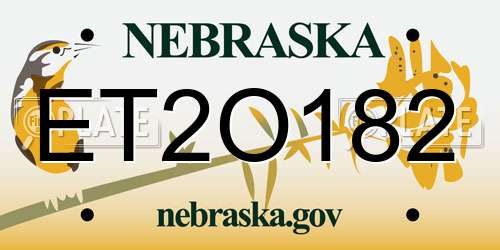 ET2O182 Nebraska License Plate