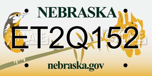 ET2Q152 Nebraska License Plate
