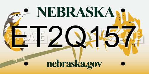 ET2Q157 Nebraska License Plate