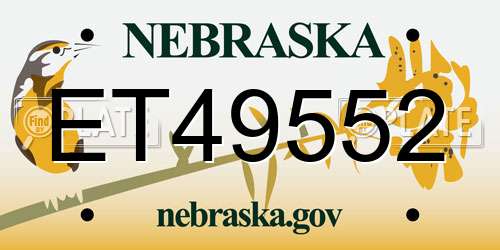 ET49552 Nebraska License Plate