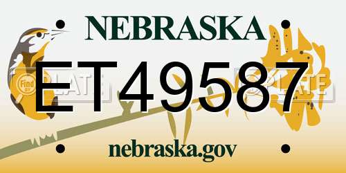 ET49587 Nebraska License Plate