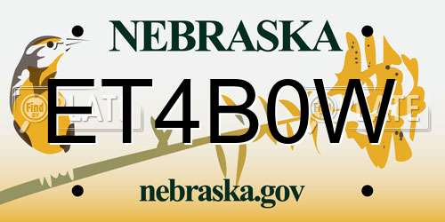 ET4B0W Nebraska License Plate
