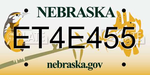 ET4E455 Nebraska License Plate